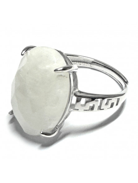 Bague Pierre de Lune Facettée Ovale en Argent 925