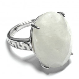 Bague Pierre de Lune Facettée Ovale en Argent 925