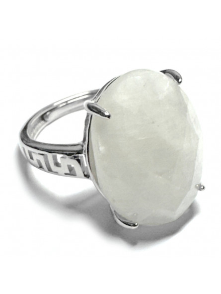 Bague Pierre de Lune Facettée Ovale en Argent 925