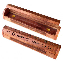 Porte Encens en Bois Avec Motif Fleur de Vie