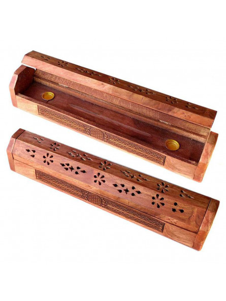 Porte Encens en Bois Avec Motif Fleur de Vie