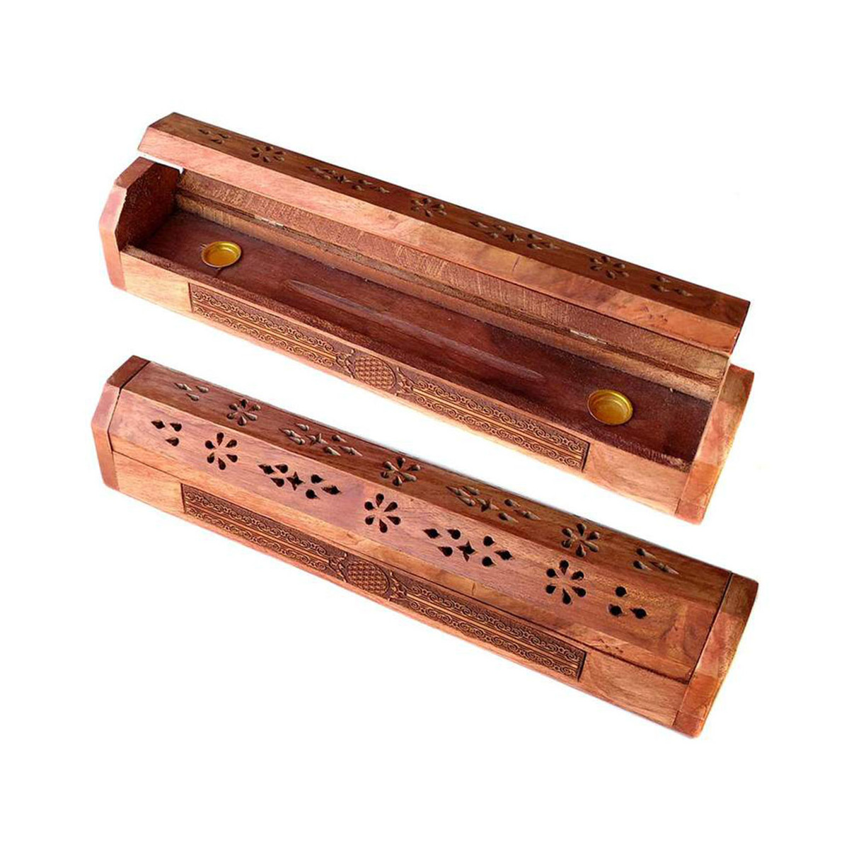 Porte Encens en Bois Avec Motif Fleur de Vie