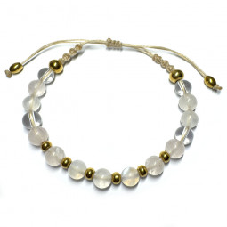 Bracelet Macramé - Quartz Rose, Pierre de Lune & Cristal de Roche