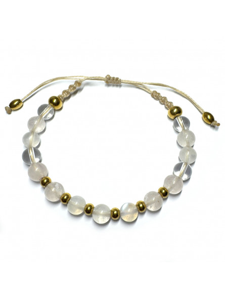 Bracelet Macramé - Quartz Rose, Pierre de Lune & Cristal de Roche