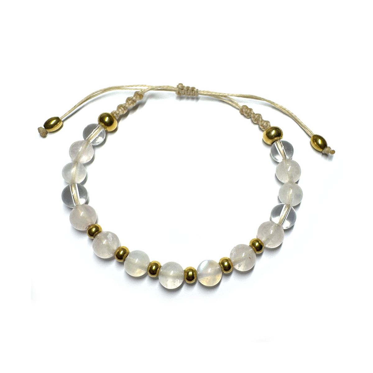 Bracelet Macramé - Quartz Rose, Pierre de Lune & Cristal de Roche