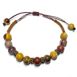 Bracelet Macramé et Boules de Jaspe Mokaïte