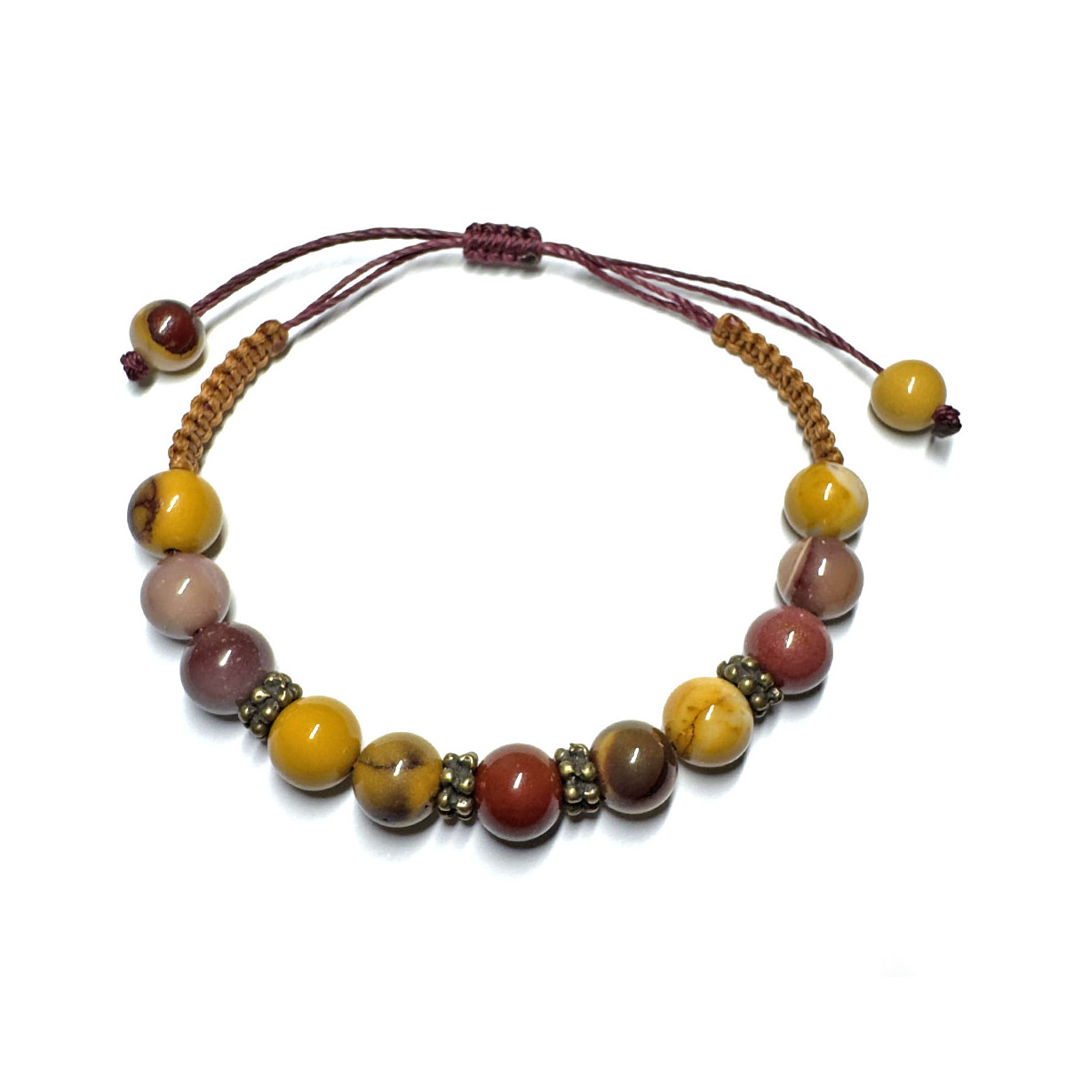 Bracelet Macramé et Boules de Jaspe Mokaïte