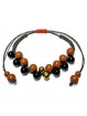 Bracelet Boules Macramé en Tourmaline & Jaspe Rouge