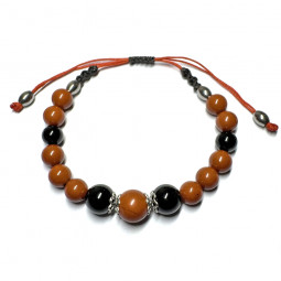 Bracelet Boules Macramé en Jaspe Rouge & Tourmaline