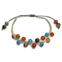 Bracelet Macramé en Cornaline, Apatite & en Œil de Tigre