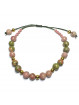 Bracelet Boules en Macramé en Rhodonite & Unakite