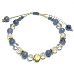 Bracelet Macramé Pierre de Lune, Aventurine Bleue & Cristal de Roche