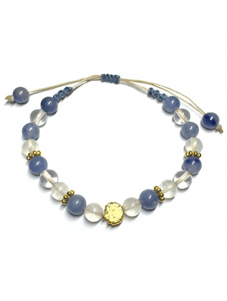 Bracelet Macramé Pierre de Lune, Aventurine Bleue & Cristal de Roche