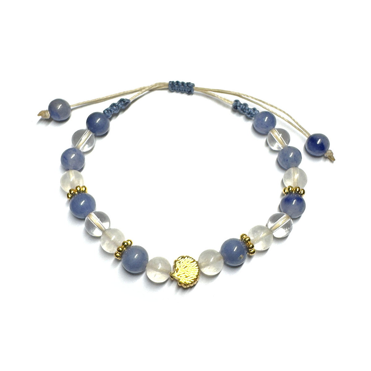 Bracelet Macramé Pierre de Lune, Aventurine Bleue & Cristal de Roche