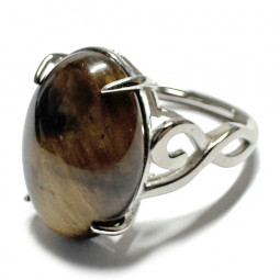 Bague en Oeil de Tigre Ovale en Argent 925