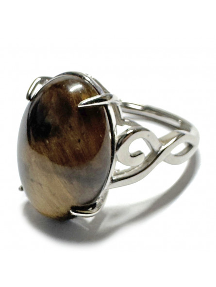 Bague en Oeil de Tigre Ovale en Argent 925