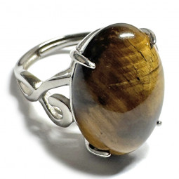 Bague en Oeil de Tigre Ovale en Argent 925