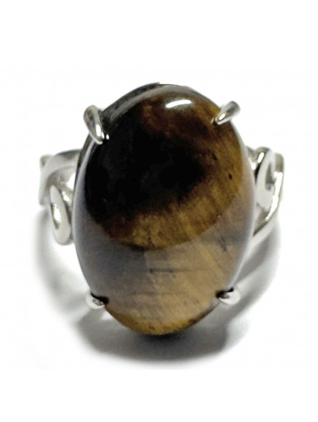 Bague en Oeil de Tigre Ovale en Argent 925