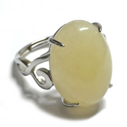 Bague en Calcite Jaune Ovale et Argent 925