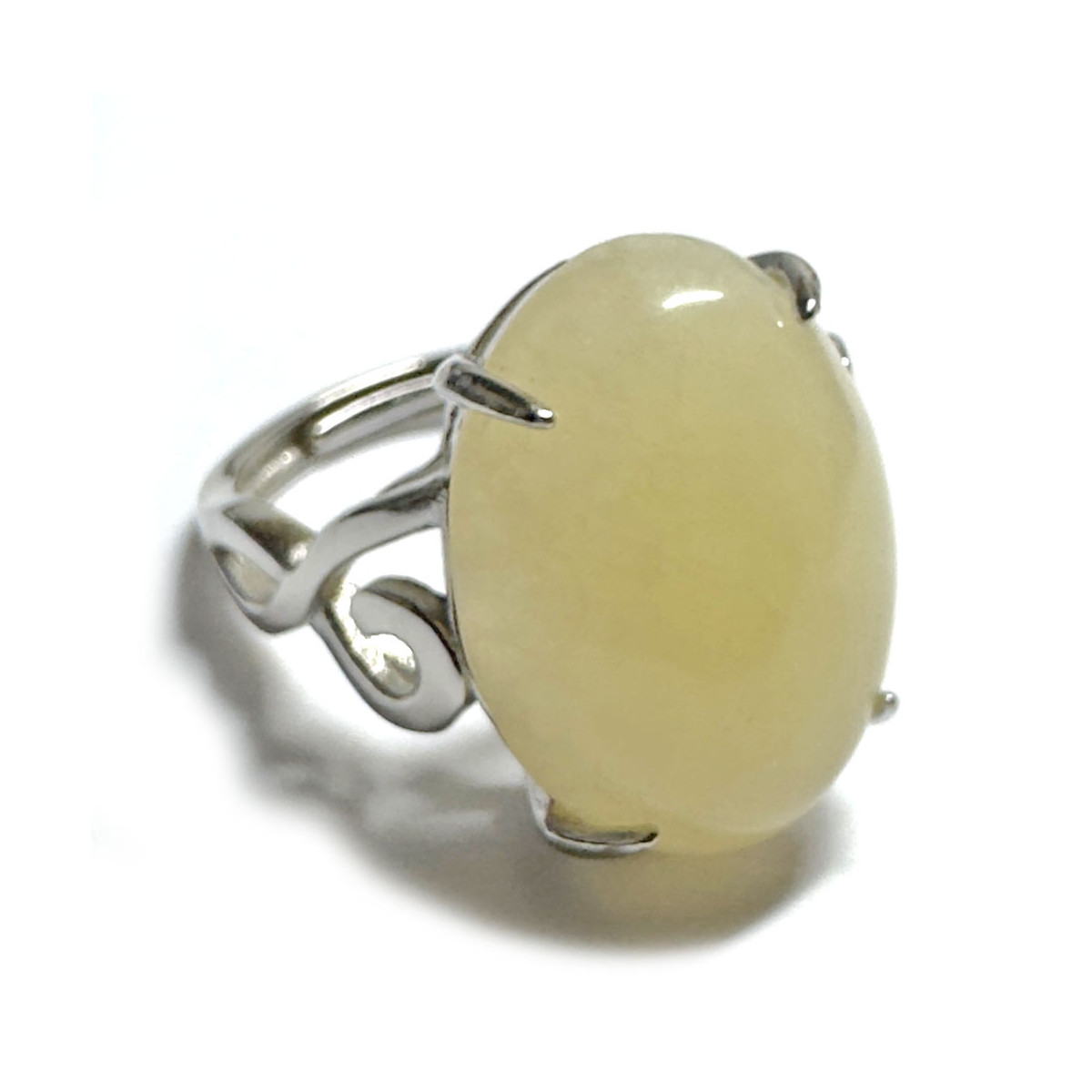 Bague en Calcite Jaune Ovale et Argent 925