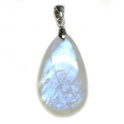 Pendentif Cabochon en Pierre de Lune et Argent - 38mm