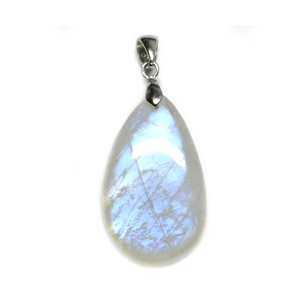 Pendentif Cabochon en Pierre de Lune et Argent - 38mm