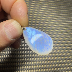 Pendentif Cabochon en Pierre de Lune et Argent - 38mm