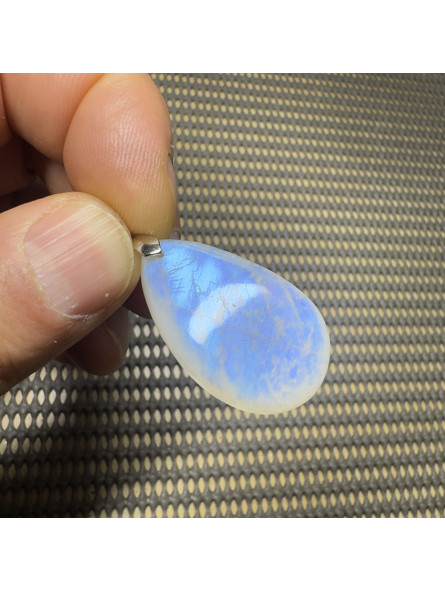 Pendentif Cabochon en Pierre de Lune et Argent - 38mm