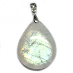 Pendentif Cabochon en Pierre de Lune et Argent - 34mm