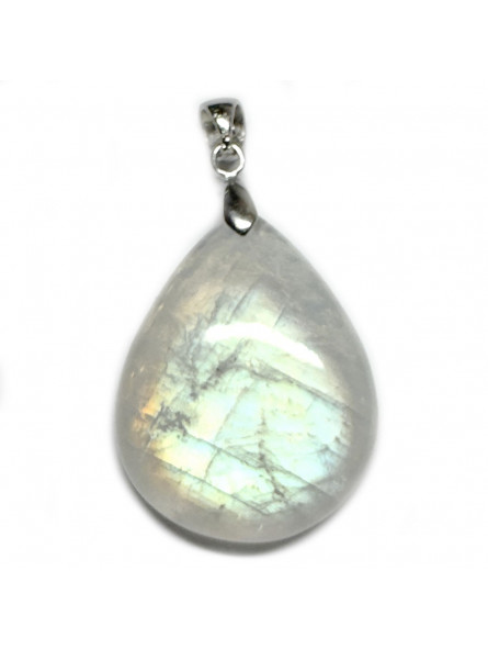 Pendentif Cabochon en Pierre de Lune et Argent - 34mm