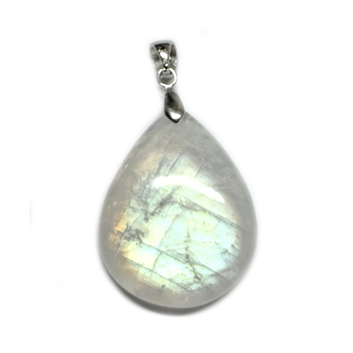 Pendentif Cabochon en Pierre de Lune et Argent - 34mm