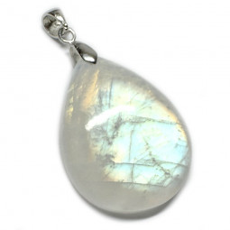 Pendentif Cabochon en Pierre de Lune et Argent - 34mm