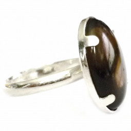 Bague Argent & Quartz Fumé