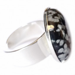 Bague Argent & Obsidienne Neige