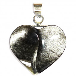 Pendentif en Obsidienne Argentée