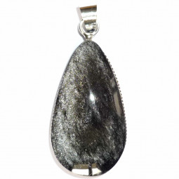 Pendentif en Obsidienne Argentée