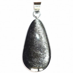 Pendentif en Obsidienne Argentée