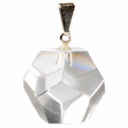 Pendentif Dodécaèdre en Cristal de Roche