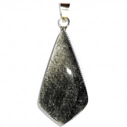 Pendentif en Obsidienne Argentée