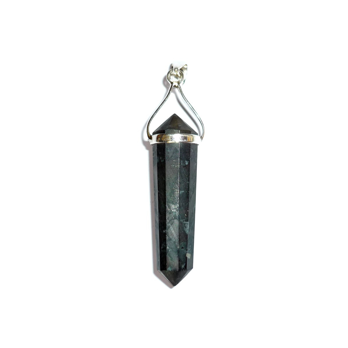 Pendentif en Shungite & Argent en Forme de Pointe