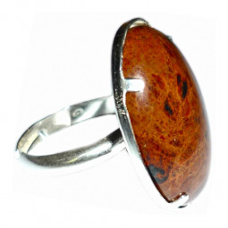 Bague Argent & Obsidienne Acajou