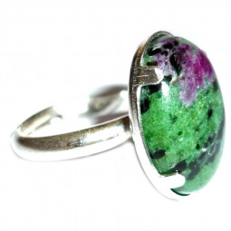 Bague Argent & Rubis sur Zoïsite