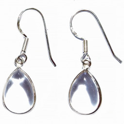Boucles d'Oreilles Gouttes en Cristal de Roche & Argent