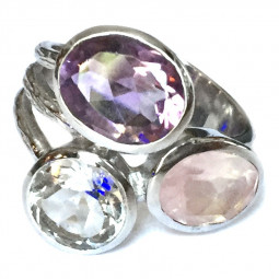 Bague Triangle d'Or en Argent