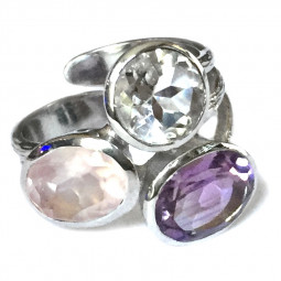 Bague Triangle d'Or en Argent