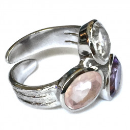 Bague Triangle d'Or en Argent