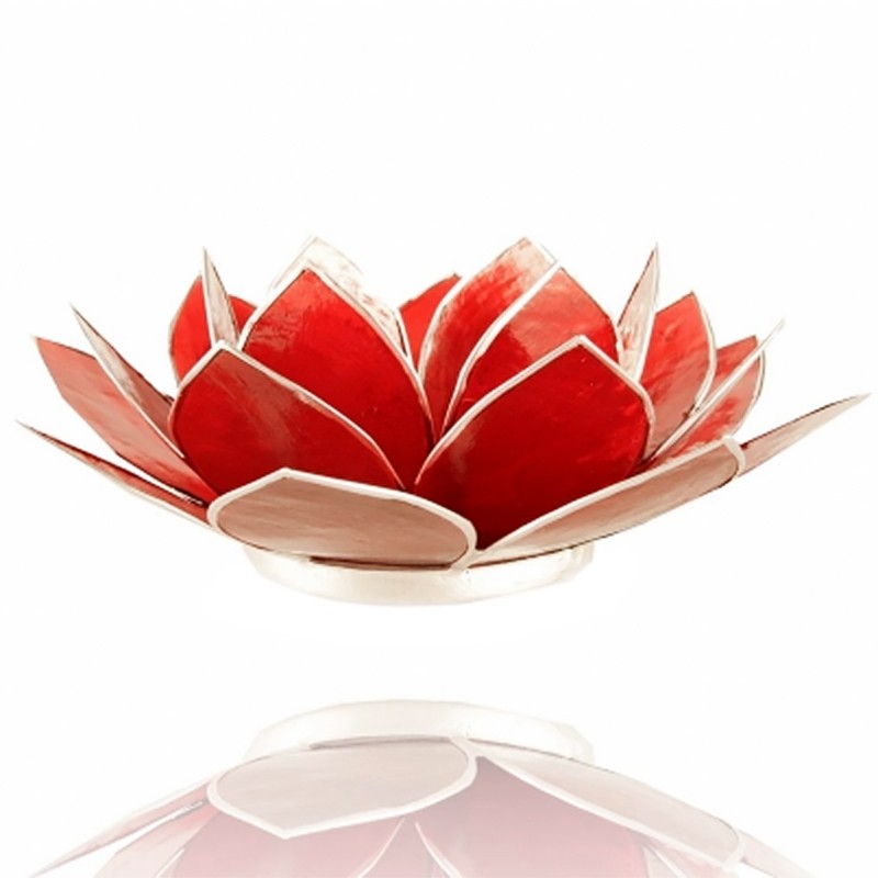 Bougeoir Photophore Lotus Rouge argent