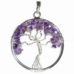 Pendentif Arbre de Vie en Améthyste Vibrations Cristallines