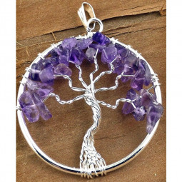 Pendentif Arbre de Vie en Améthyste Vibrations Cristallines
