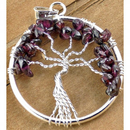 Pendentif Arbre de Vie en Grenat